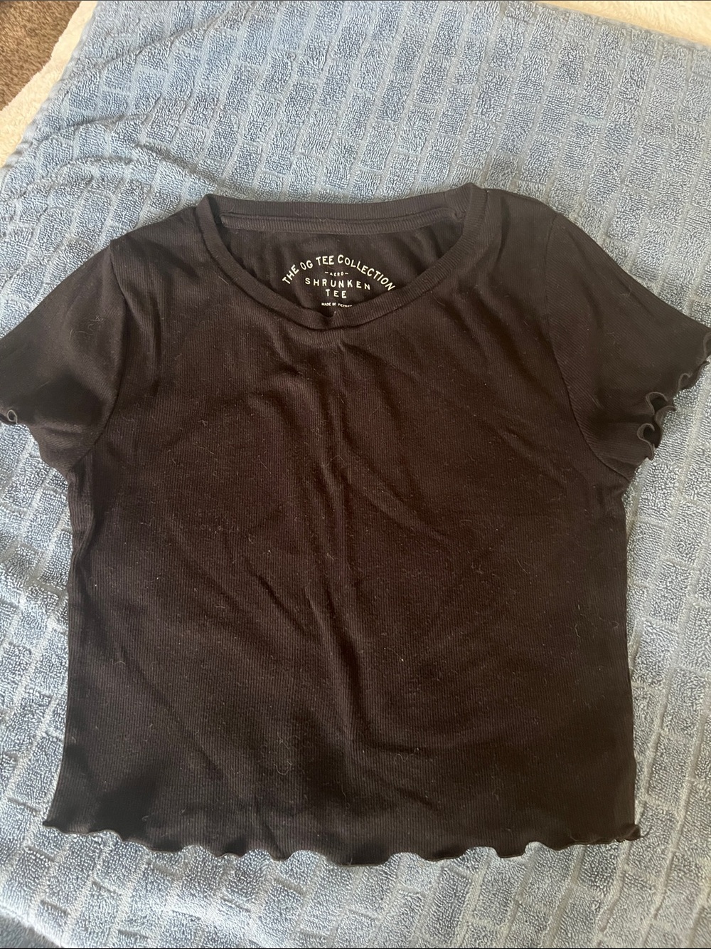 The OG Tee Collection Shrunken Ribbed Crop Top - Black